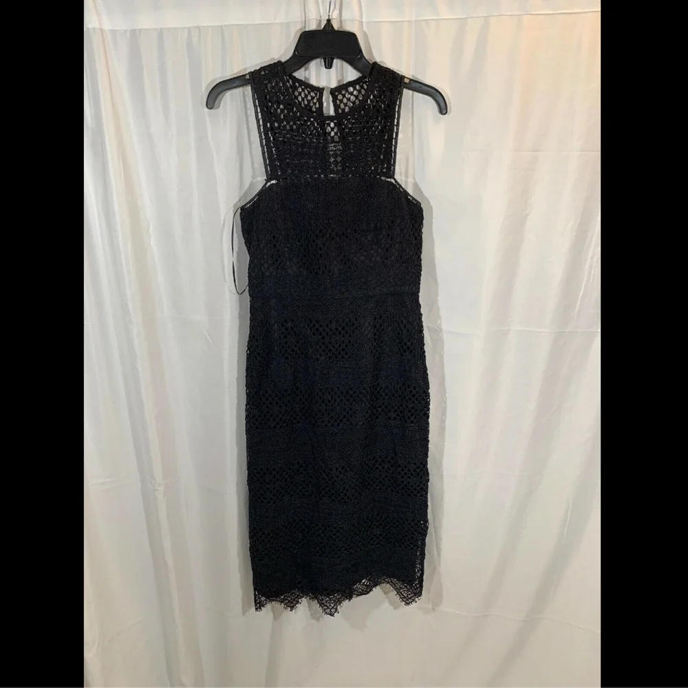 NWT $348 Trina Turk Vitality Crochet Knit Dress‎ in Black [SZ 4 ]